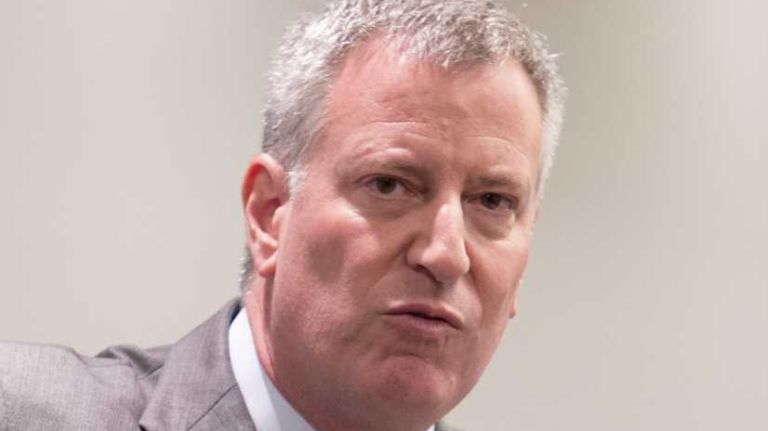 Mayor de Blasio at a press conference hosted by the American Federation of Teachers and the United Federation of Teachers on June 11, 2015 in lower Manhattan. 