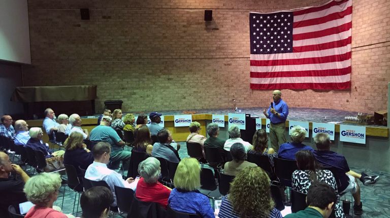 In a town hall east of New York City, a sign of some of the challenges of impeachment. 