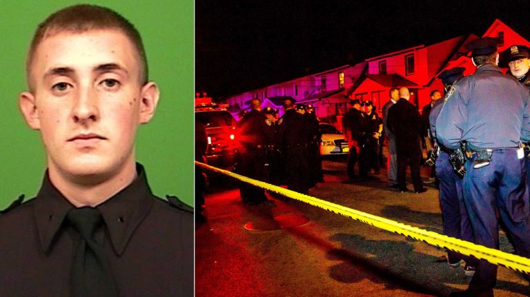NYPD Officer Brian Moore, 25, was shot in the head in Queens Village Saturday night, May 2, 2015, setting off a massive manhunt for the suspected gunman. Moore, who is from Long Island, was rushed to Jamaica Hospital and Medical Center for surgery.