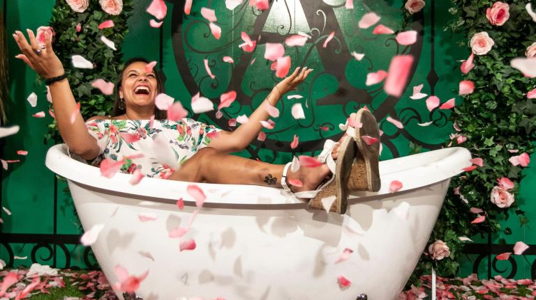 Briana Kreamer of Westchester in the Secret Garden room at the Rosé Mansion pop-up in the Manhattan Mall on Aug. 8.