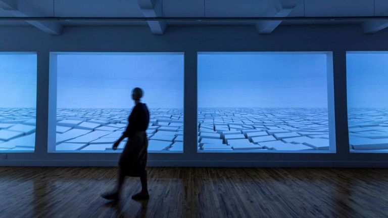 Beikyong Lee's "Thoughtful Space," from 2017, a 3D animation with mapping and sound shown on multiple screens, can be found at Technoimagination.