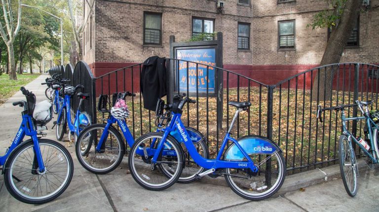 The NYC Department of Transportation and Citi Bike announce expanded service into Queens at the Queensbridge Houses in Long Island City on Tuesday, Oct. 28, 2014.
