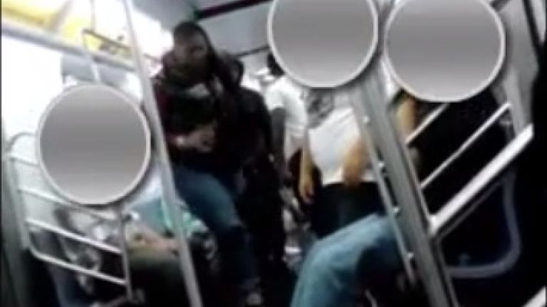 Six people are wanted for allegedly assaulting two men on a northbound 4 train early Sunday morning. 