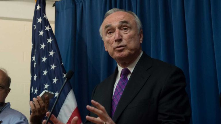New York Police Commissioner Bill Bratton speaks with the media during a news conference  in Manhattan on June 25, 2014. 