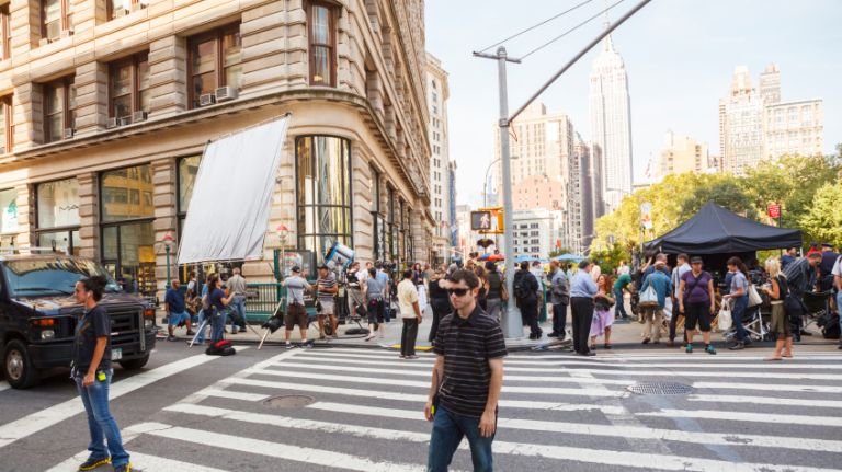 Film crew in New York City.