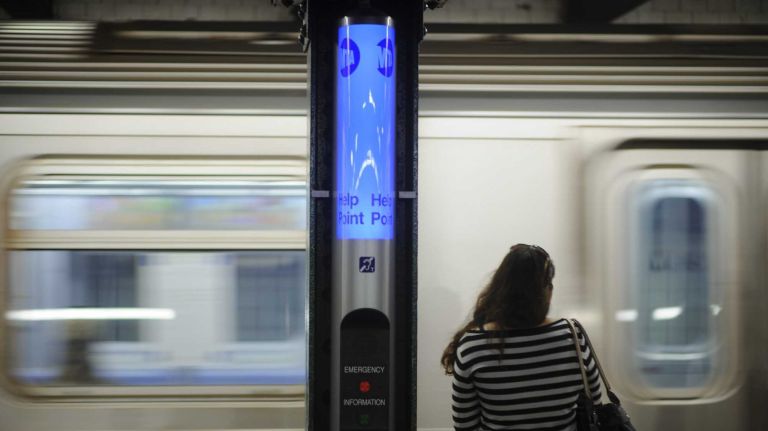 MTA wants more hi-tech alert devices in subway system 2 A subway passenger waits for a train next to a MTA Help Point station communication device on the uptown A C E platform at the West 4th Street station on Monday, June 16, 2014.