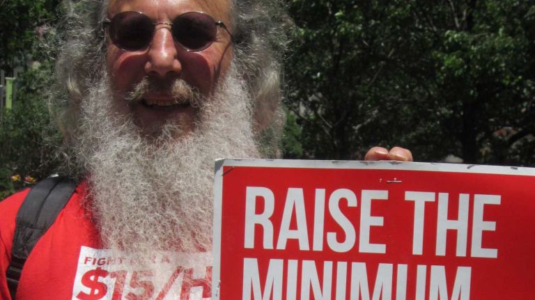 Bob Commike, a teamster from Plainview, LI, was one of the participants in Herald Square.