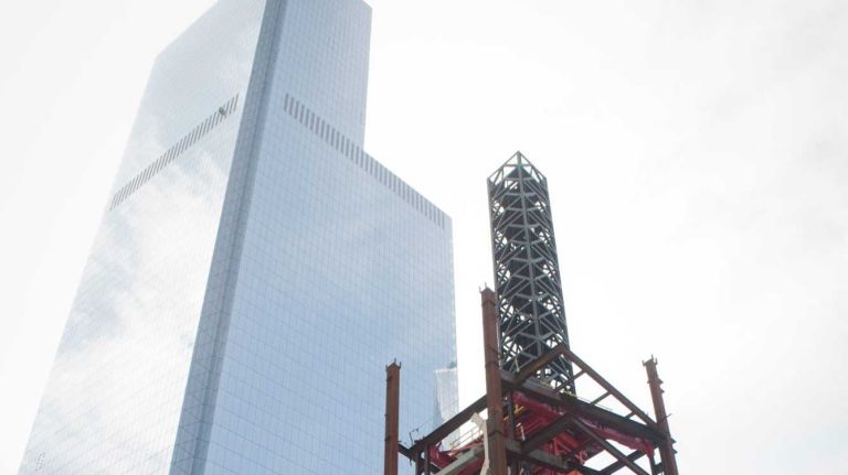 Construction continues at 3 World Trade Center, Tuesday, April 22, 2014.