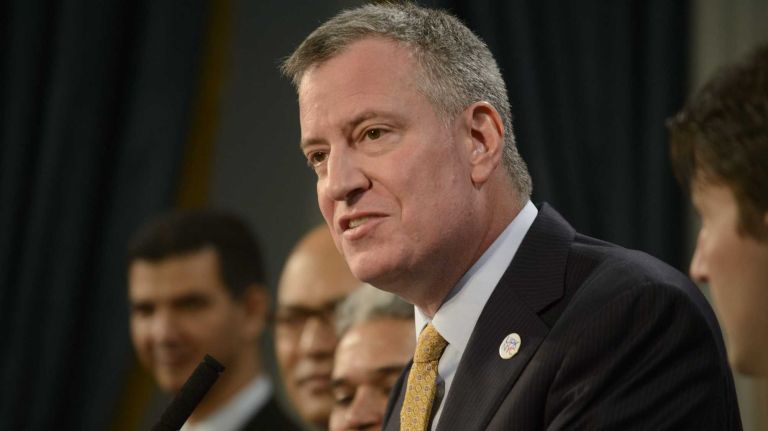 Undeniable ambition in de Blasio's housing plan 1 New York City Mayor Bill de Blasio, second from left, holds a news conference at City Hall to announce four appointments to his administration on Tuesday, April 8, 2014.