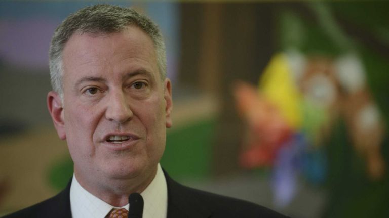 As de Blasio prepares to mark 100 days in office Thursday, 49% of voters approve of his job performance while 34% disapprove. (FILE PHOTO)