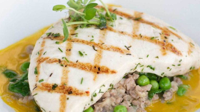 Hamptons Restaurant Week dining deals 1 The Plaza Cafe's grilled Montauk swordfish with sweet sausage on Aug 17, 2012.