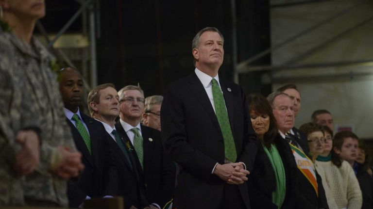 Bill de Blasio's police missteps 1 New York City Mayor Bill de Blasio attends St. Patrick's Day Mass at St. Patrick's Cathedral on March 17, 2014. New York City Mayor Bill De Blasio not march in the parade because organizers refuse to let participants carry pro-gay signs.