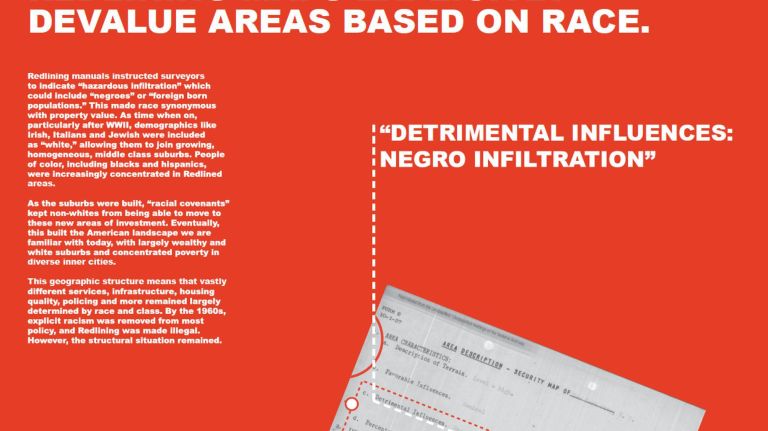 Redlining exhibit in Brooklyn is a 'medicine' that aims to 'cure' the effects of racism 3 Redlining devalued entire neighborhoods that were primarily comprised of people of color.