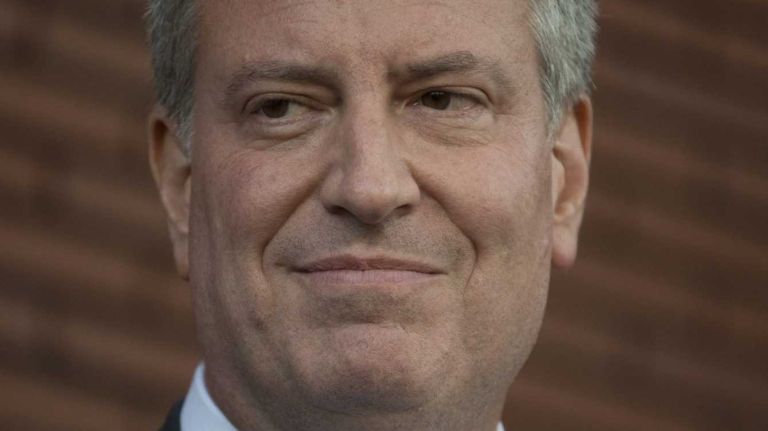 Democratic mayoral candidate Bill de Blasio takes part in a news conference outside of Eastwood Manor after he received the endorsement of the Bronx County Democratic Party on Thursday in the Bronx. (Sept. 19, 2013)