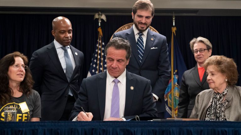 Gov. Cuomo expands school zone speed camera program 2 Gov. Cuomo's mother Matilda, right, joined him for the signing in Manhattan on Sunday.