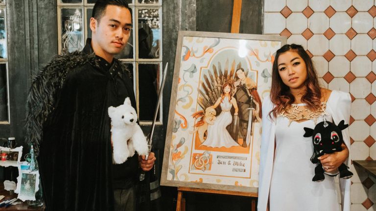 Mike Profeta and Jen Balisi held a "Game of Thrones"-themed wedding shower.&nbsp;