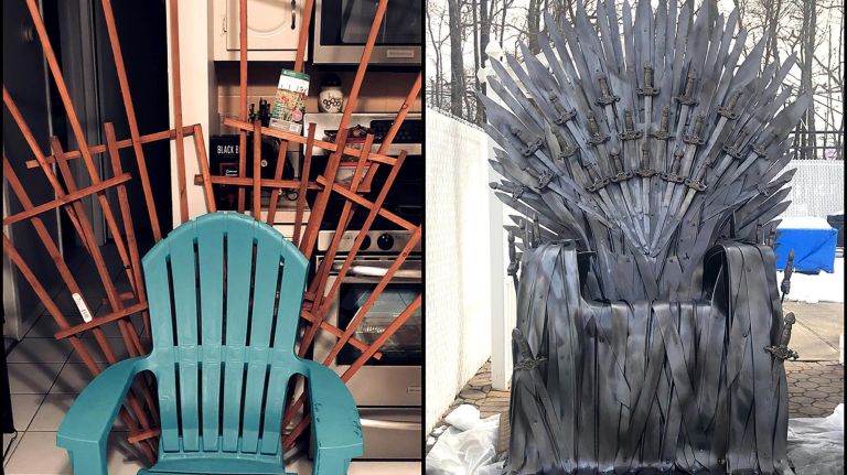Staten Island recording artist&nbsp;Corvyx spent three weeks constructing this Iron Throne replica with his father.&nbsp;