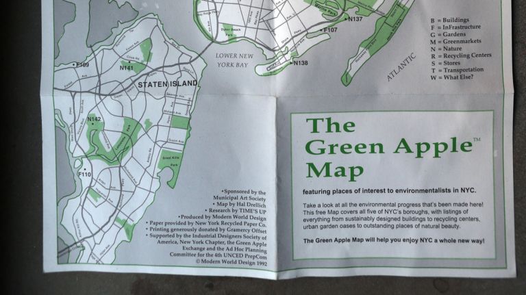 Brawer's very first Green Map, the 1992 "Green Apple Map," listed 143 sites, including greenmarkets, community gardens and bike groups.