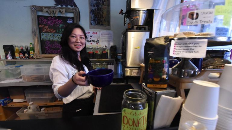 Bluestockings a safe space for feminist literature, activism and more on the LES 4 Volunteers help run the bookstore, from selling books to serving coffee.