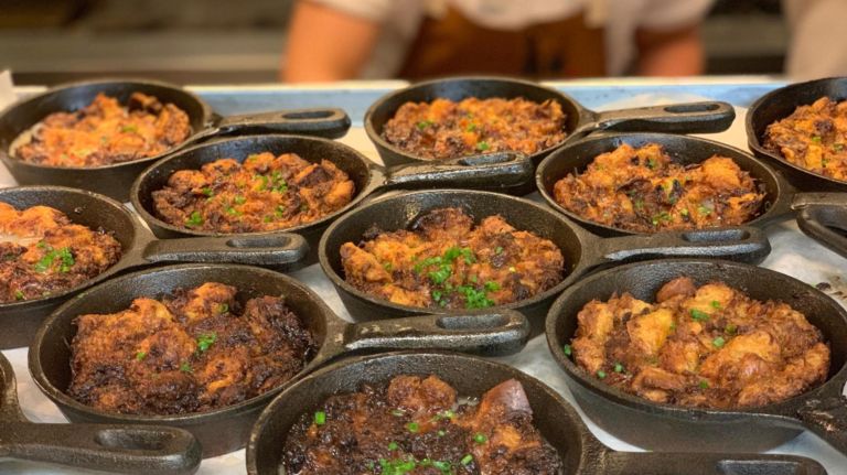 Wednesday's multi-course meal included a tender lacquered duck with "all the fixins'" from chef Marcus Samuelsson at the Green & Fanny Dinner Series at Ginny's Supper Club, downstairs from the Red Rooster in Harlem.