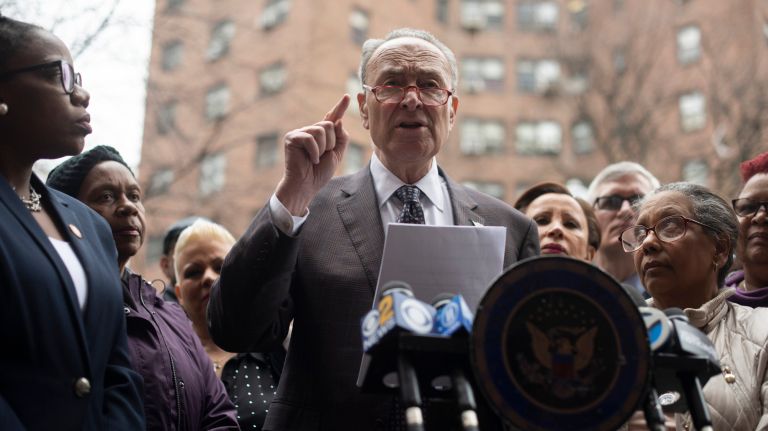 Schumer joins NYCHA tenants in 'demanding' more federal funding 1 Senate Minority Leader Chuck Schumer argues the federal government should allocate $1.2 billion for NYCHA in the next budget.