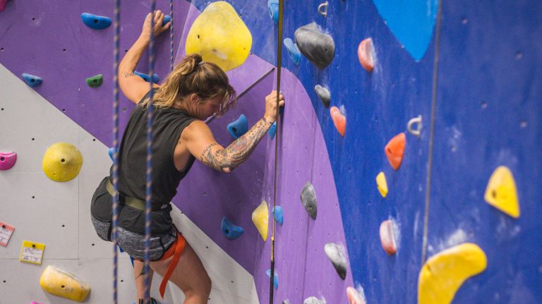 MetroRock hosts Women Crush Wednesday as a way to bring more female climbers to the Bushwick space.