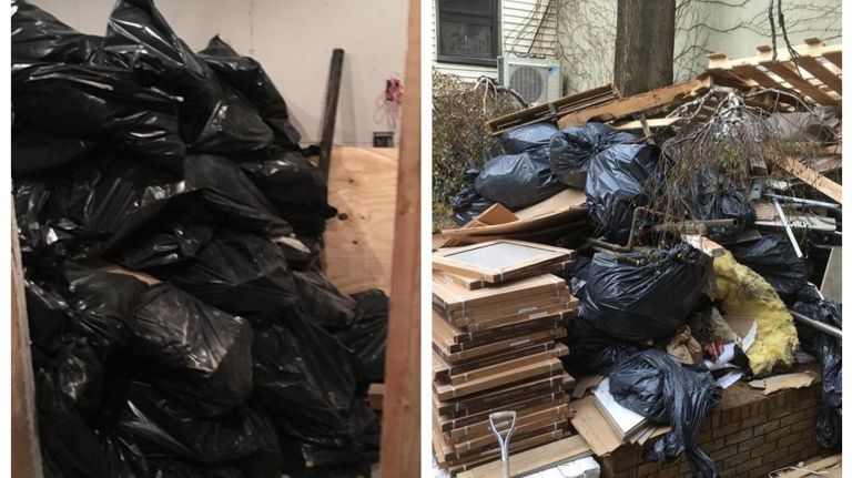 Greenpoint rent-stabilized tenants say landlord using construction to force them out 2 Piles of garbage inside and in the courtyard attract vermin and add to hazardous living conditions, tenants say.