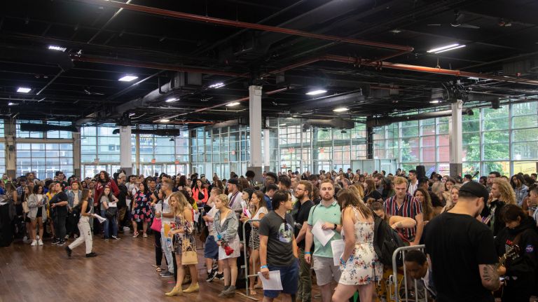 Hundreds nervously waited to audition for "American Idol" on Tuesday.