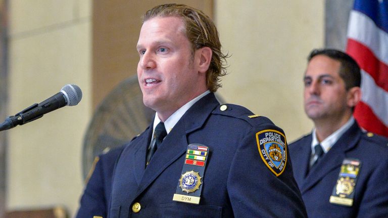 NYPD Lt. Eric Dym during the ceremony hosted by Bronx Borough President Ruben Diaz&nbsp;Jr. honoring him and six fellow officers on Tuesday.