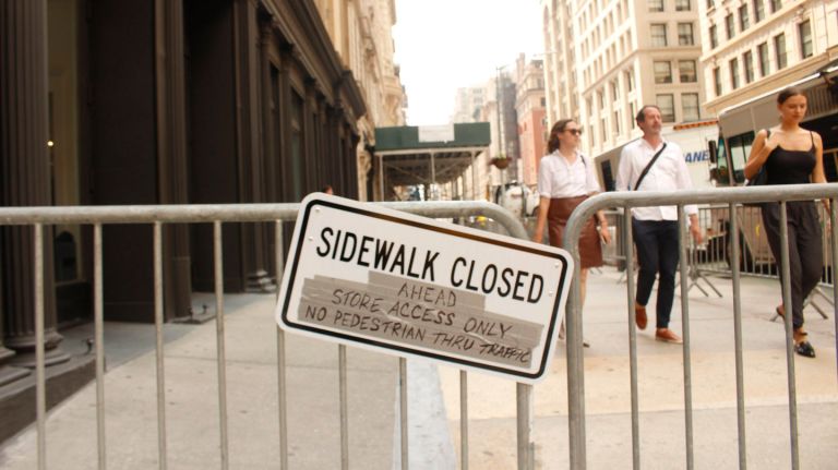 Pedestrians ignore a 