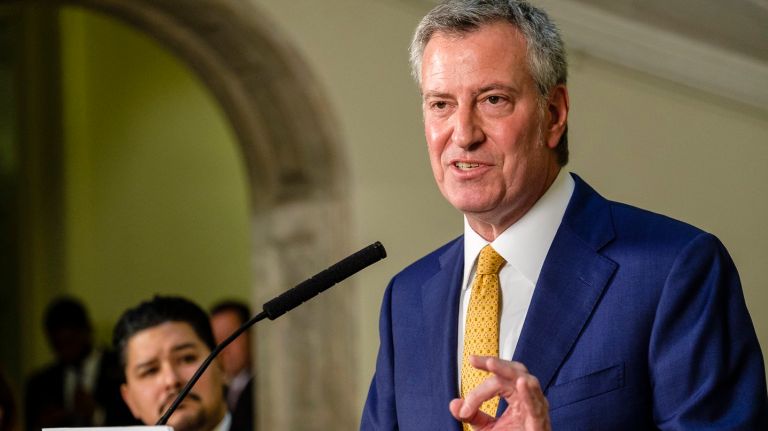 Mayor Bill de Blasio, seen here on April 25, 2018, released over 4,000 pages of emails under court order on Thursday.