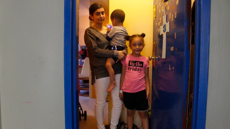 NYCHA tenant says surviving winter during heat outages was like ‘living in Antarctica’ 1 Lisa Vasquez, 24, left, holds her 3-year-old son, Jasiel, while her daughter, Jazzy, 6, looks on in the entrance of their New York City Housing Authority apartment in the South Beach Houses in Staten Island on Wednesday.