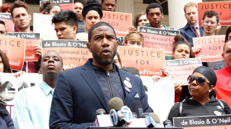 Councilman Jumaane Williams attends a rally for Saheed Vassell, a 34-year old man who was shot dead by four police officers on April 4, at City Hall on Thursday.