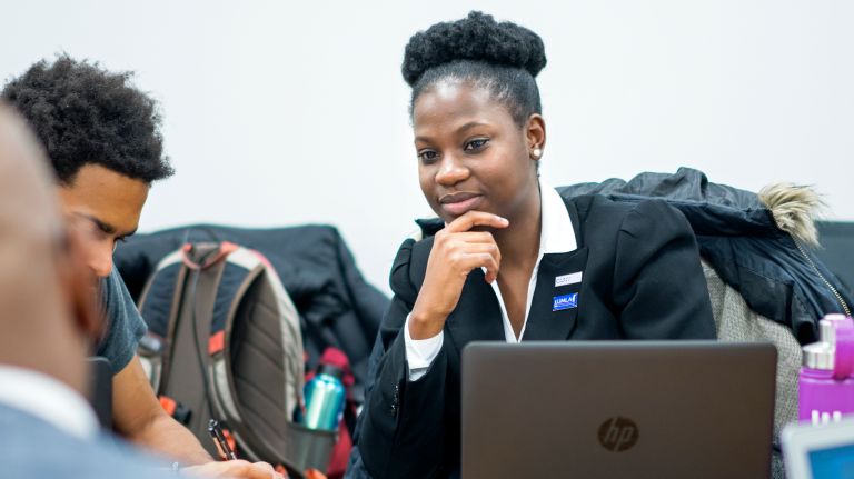 Tredesha Howard attends a planning meeting for an event sponsored by CUNY's Black Male Initiative in Manhattan on Feb. 23, 2018.