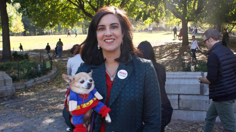 Nicole Malliotakis' Chihuahua Peanut stole the show at the Great Pupkin Dog Costume Contest in Brooklyn's Fort Greene Park on Saturday, Oct. 28, 2017.