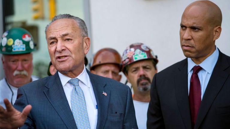 Hudson Tunnel Project funding a test for Trump on infrastructure, Schumer and Booker say 1 Sens. Chuck Schumer, left, and Cory Booker push for critical federal funds for the Gateway Program on July 10, 2017.