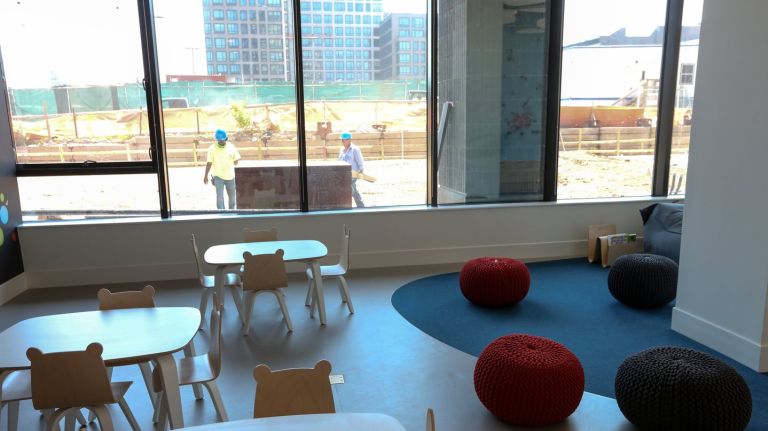 Pacific Park affordable housing building opens with communal terrace, gym, more amenities 1 All 298 units are affordable at 535 Carlton Ave. in Downtown Brooklyn's Pacific Park development, which includes amenities like this communal children's room.