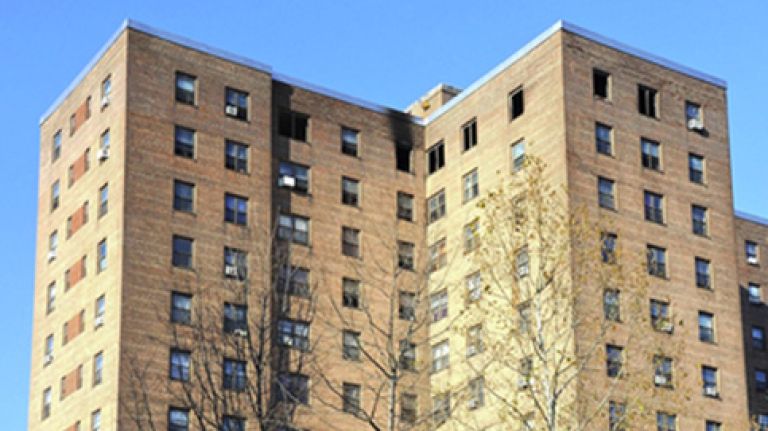 A toddler died in Brownsville, Brooklyn after a fire broke out at an apartment building on Mother Gaston Boulevard on Wednesday, Dec. 14, 2016, the FDNY said.