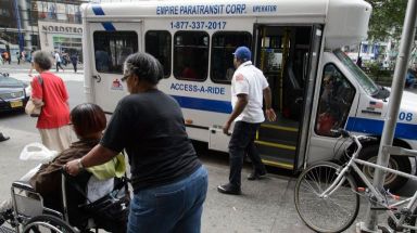 Access-A-Ride is at the center of two new reports recommending changes for the agency. Above, an Access-A-Ride bus drops off patients at Mount Sinai Beth Israel Phillips Ambulatory Care Center on Union Square East in Manhattan on Tuesday, Sept. 20, 2016.
