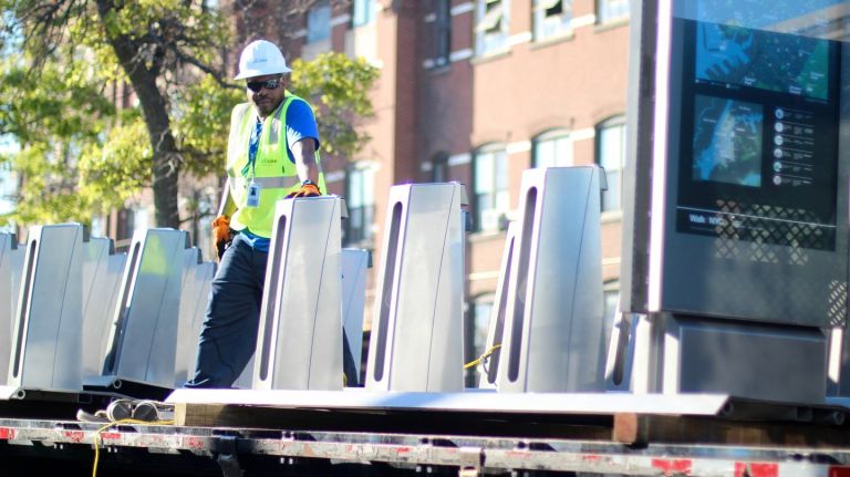 A new Citi Bike station was installed in Gowanus on Aug. 24, 2016. 