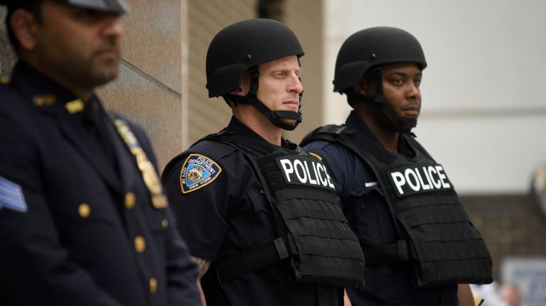 The NYPD has acquired $7 million in military-style protective equipment for patrol officers, which includes new ballistic helmets.