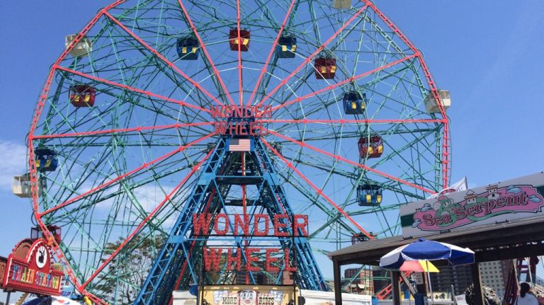 The Wonder Wheel, which opened in 1920, reaches 150 feet at its highest point. 