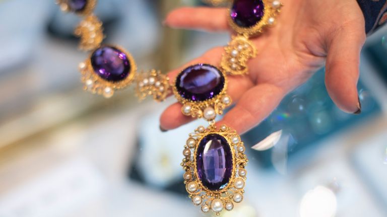 Behind the scenes of the 65th antique Winter Show, a 'museum' you can shop 1 A Victorian amethyst and pearl necklace (circa 1840) is valued at $56,000, and is one of thousands of antiques on sale at the Winter Show in the Park Avenue Armory.