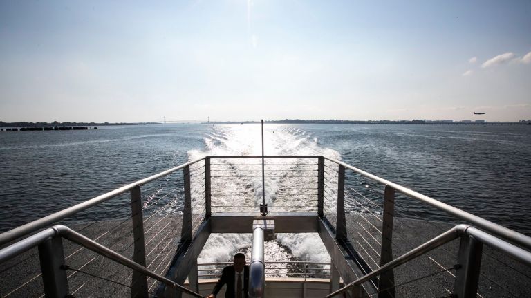 A Manhattan-bound NYC Ferry.