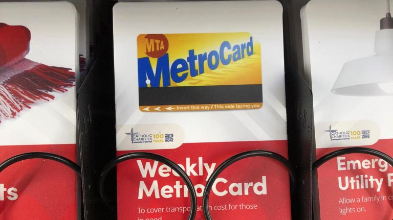 The "gifts" you can purchase for people in need include a weekly MetroCard.