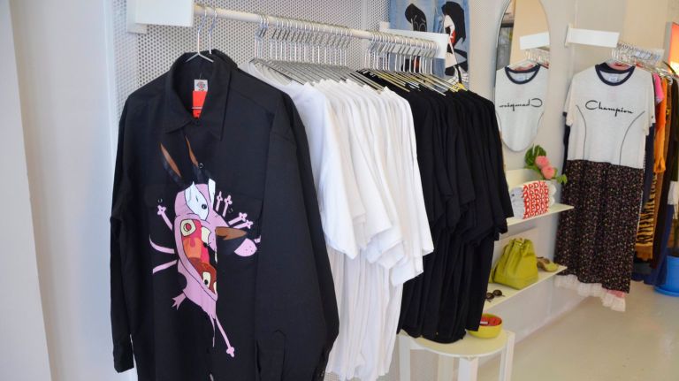 Fashion (front) of Slumpy Kev and (back) Sandy Liang.