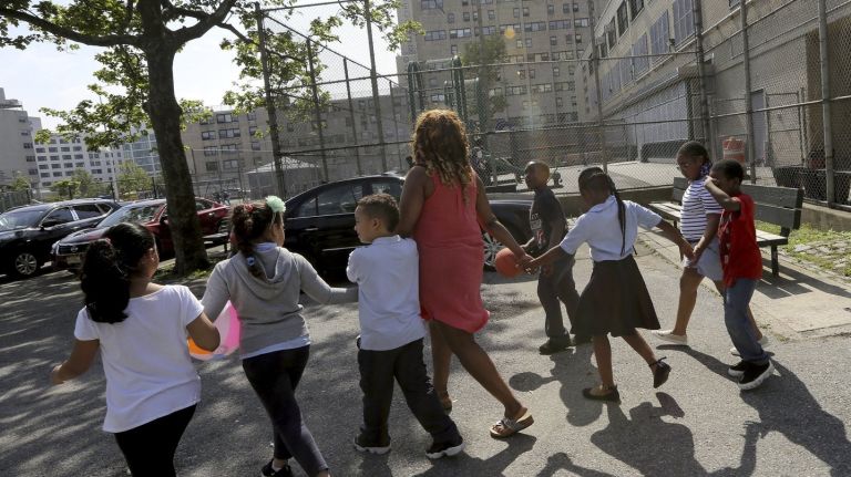 Coney Island children take part in the HeartShare St. Vincent's Services after-school program at P.S. 288 on Thursday while they wait for NYCHA to finish repairs to their community center that was damaged during superstorm Sandy.
