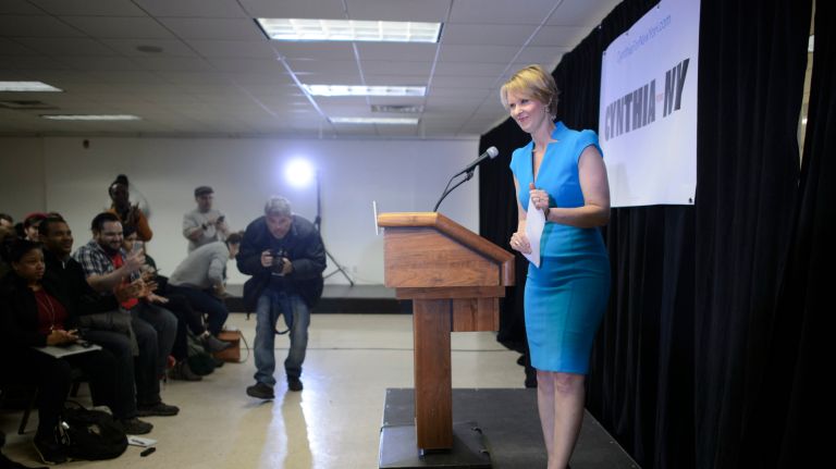 Cynthia Nixon promised to clean up statewide corruption in her first campaign stop on Tuesday. 