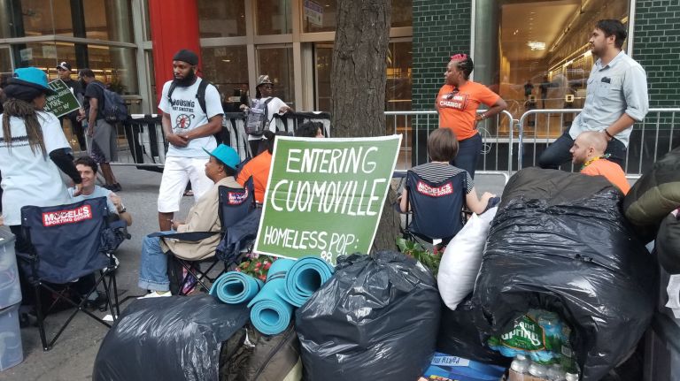 Housing advocates camp outside Cuomo’s Midtown East office, demand rent stability 1 Tenants hold a rally outside Gov. Andrew Cuomo's midtown office Wednesday June 14, 2017, urging him to do more for homeless and low-income households.
