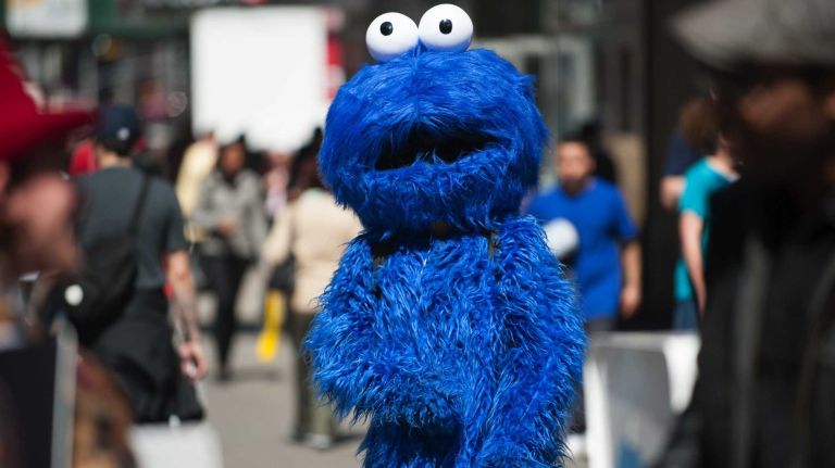 A person dressed as the Cookie Monster works for tips in Times Square on Monday in Manhattan. (April 07, 2013)
